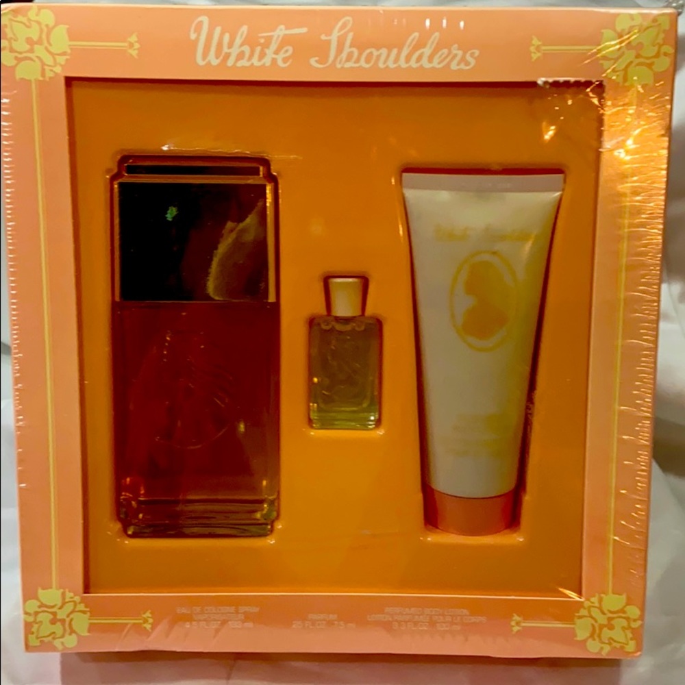 White shoulders three pieces perfume set